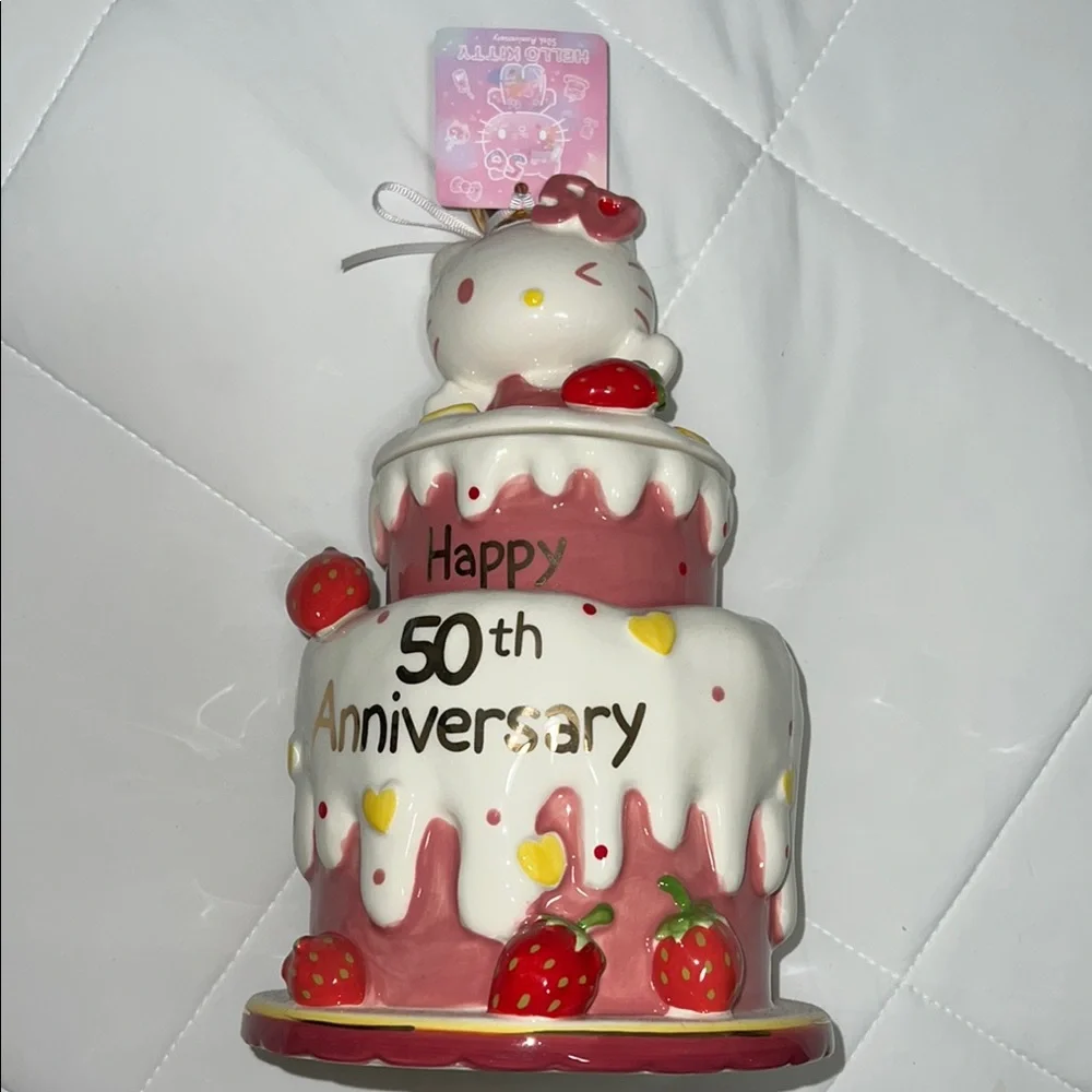Hello Kitty 50th Anniversary Cake Topper (Pink and White)